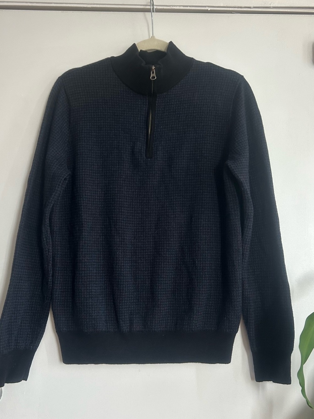 Saks Fifth Avenue Men's Half-Zip Waffle Knit Sweater - Black